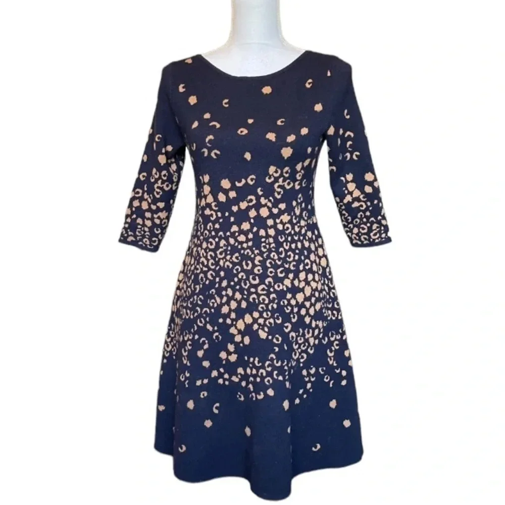 Anthropologie Dress Womens XS Maeve Sweater Animal Print Warm Scoop Back Y2K - Picture 7 of 15